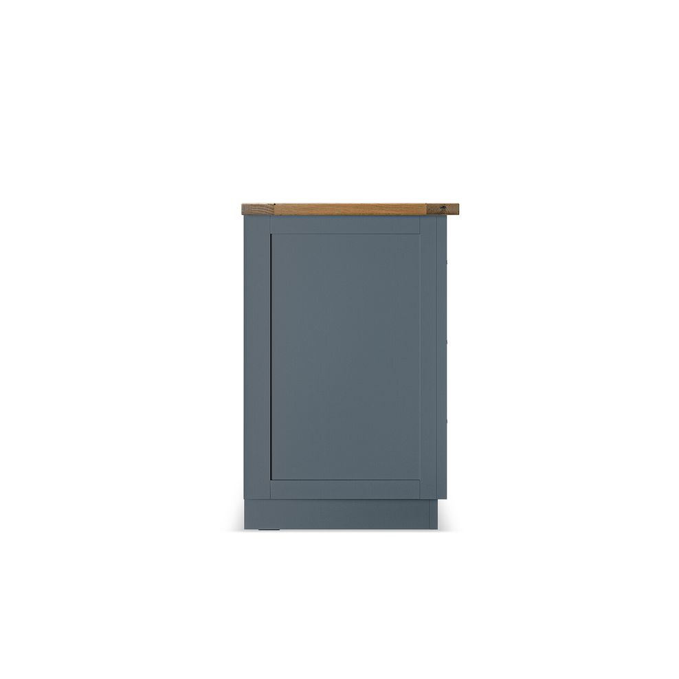 Richmond Smoked Oak Finish and Ink Blue Painted Hardwood 3 Drawer Bedside Table 7