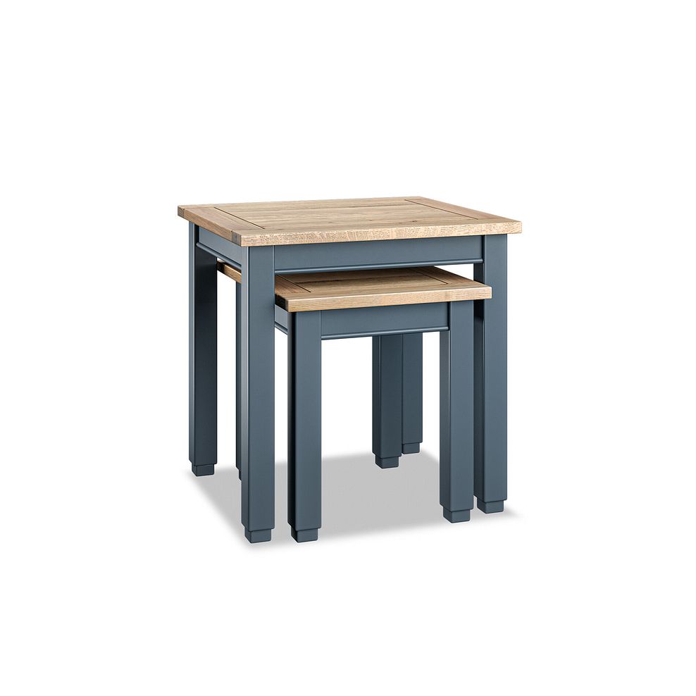 Richmond Smoked Oak Finish and Ink Blue Painted Hardwood Nest of Tables 3