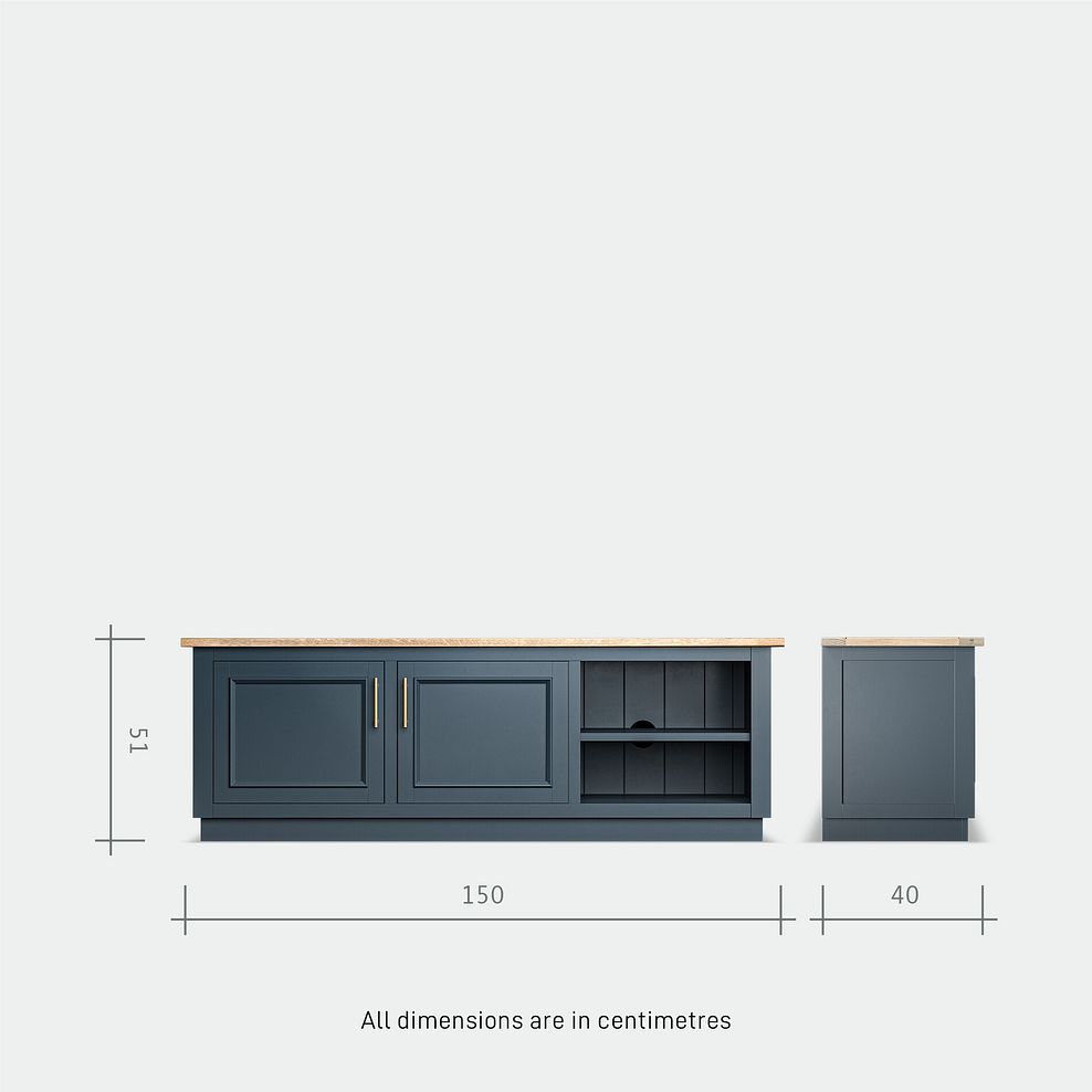 Richmond Smoked Oak Finish and Ink Blue Painted Hardwood Large TV Unit 11