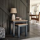 Richmond Smoked Oak Finish and Ink Blue Painted Hardwood Nest of Tables