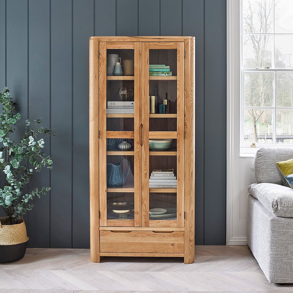 Romsey Natural Solid Oak Display Cabinet 1