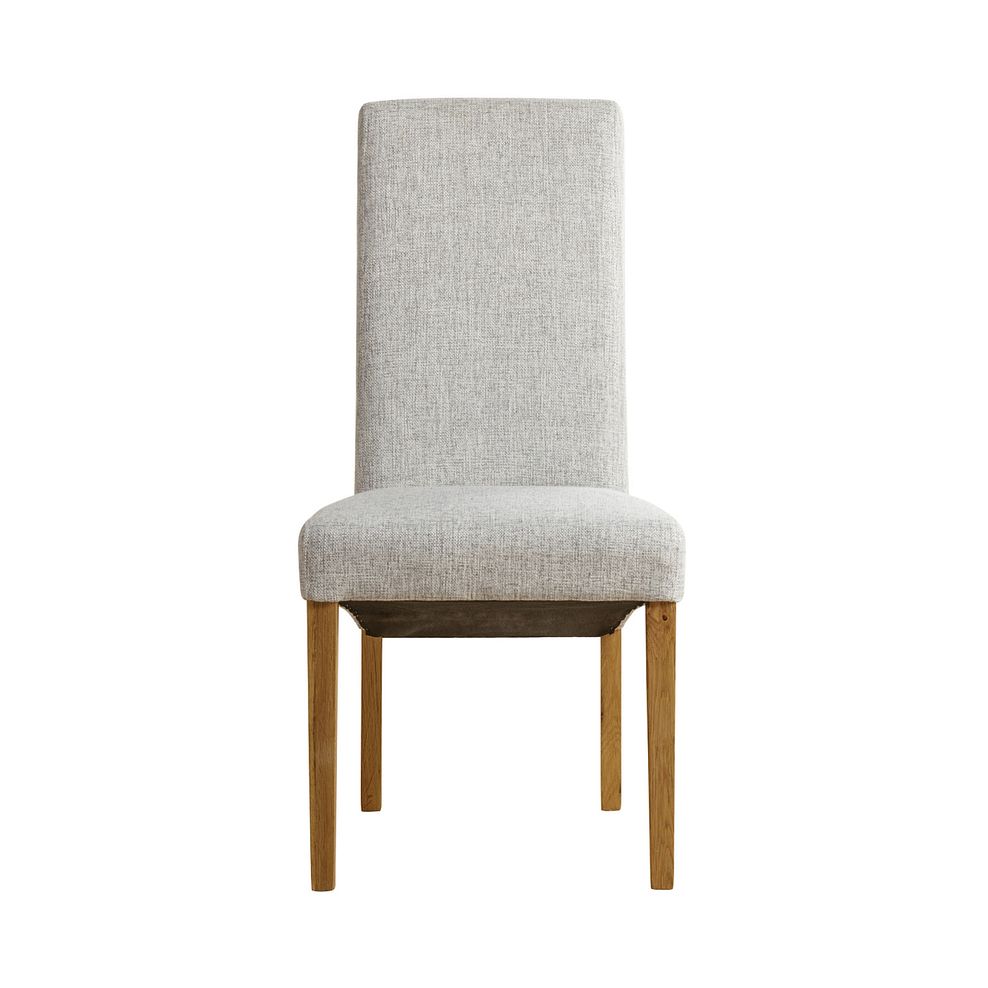 Romsey Natural Solid Oak Extending Dining Table and 6 Scroll Back Plain Grey Fabric Chairs 4