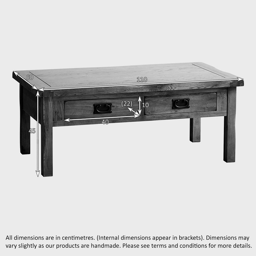 Original Rustic Solid Oak 4 Drawer Storage Coffee Table 6