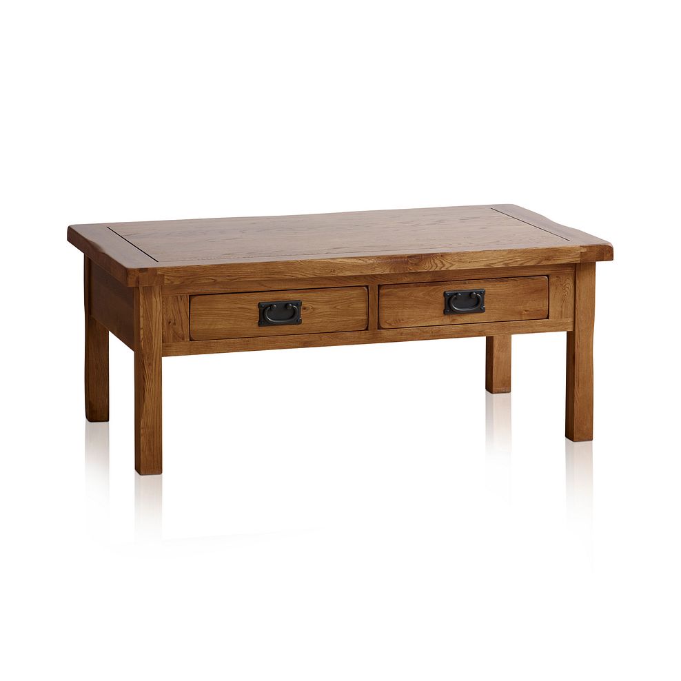 Original Rustic Solid Oak 4 Drawer Storage Coffee Table 3