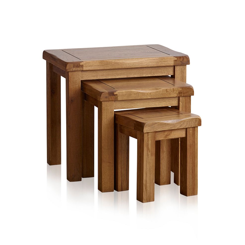 Original Rustic Solid Oak Nest of Tables 3