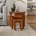 Original Rustic Solid Oak Nest of Tables