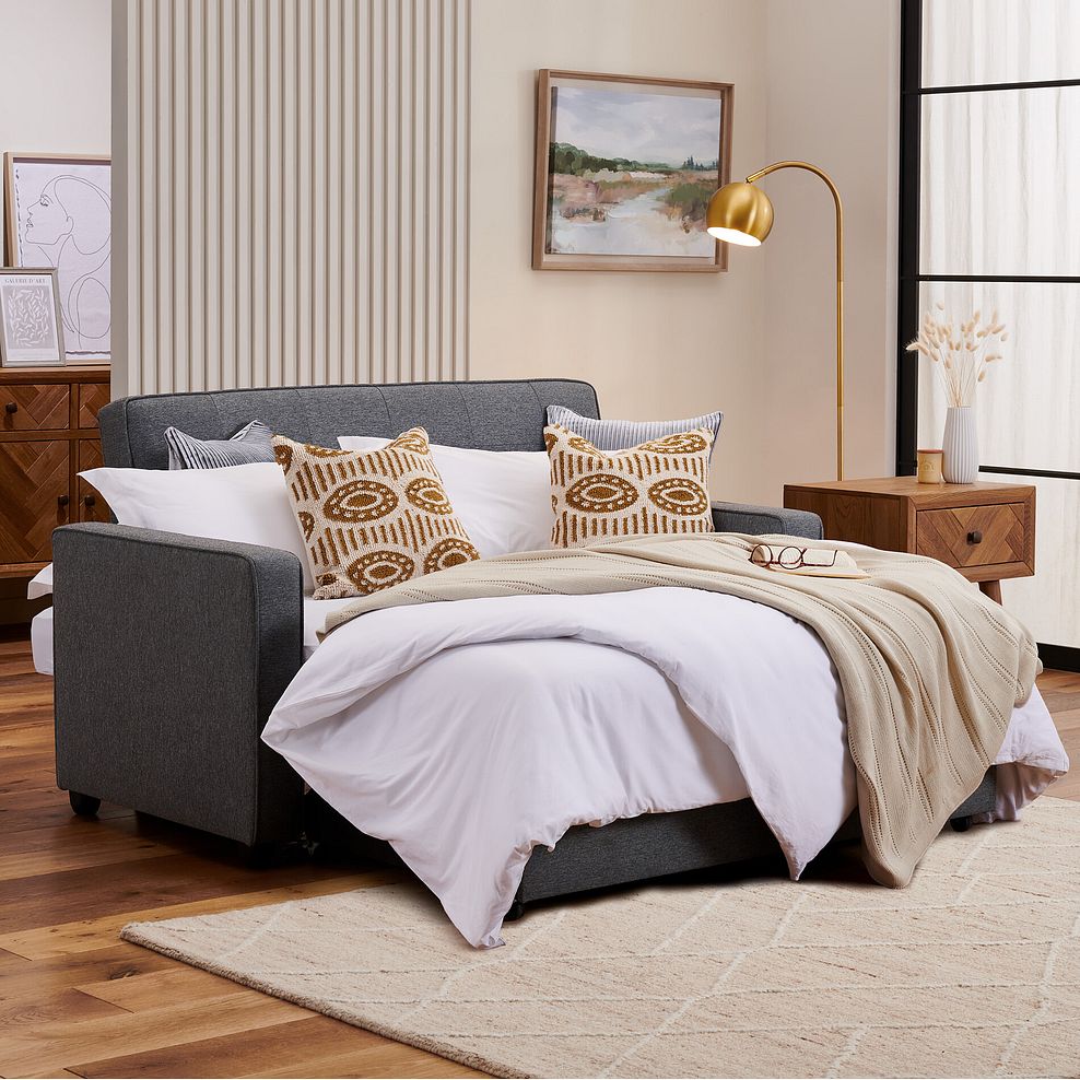 Snooze 2 Seater Sofa Bed in Dark Grey Fabric 1