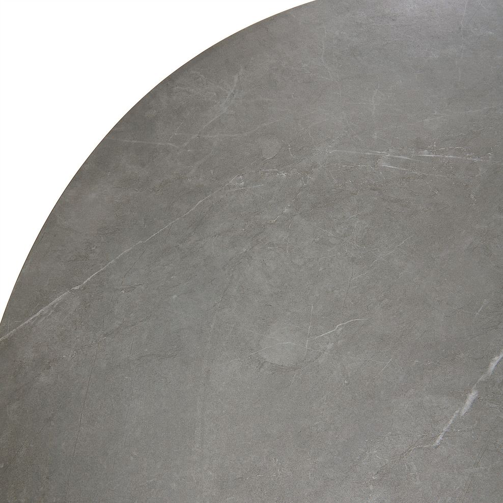 Venice Grey Ceramic Round Dining Table + 4 Bette Chair with Black Legs in Heritage Bottle Green Velvet 6
