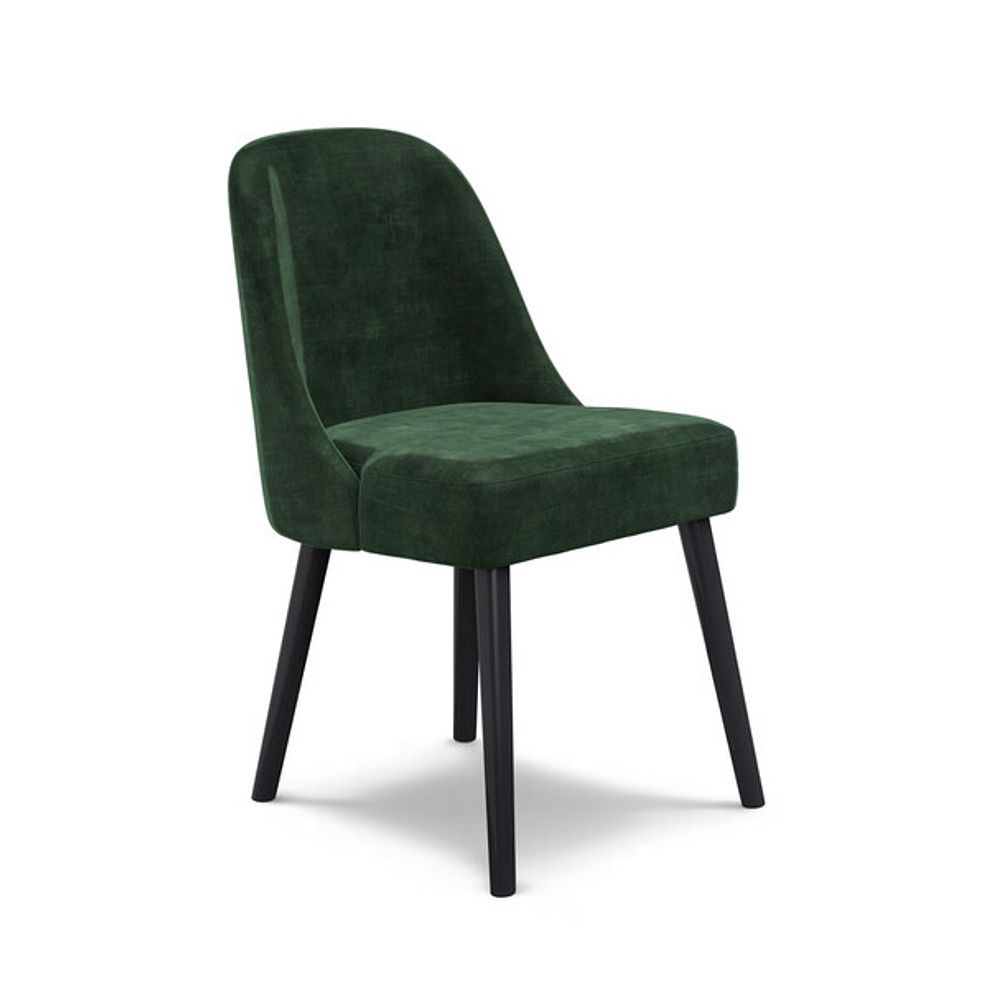Venice Grey Ceramic Round Dining Table + 4 Bette Chair with Black Legs in Heritage Bottle Green Velvet 7