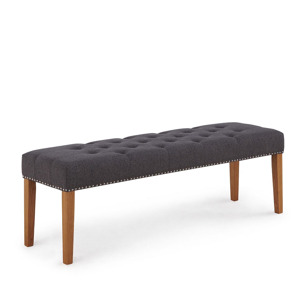 Vivien Button Seat Bench in Grey Fabric 2