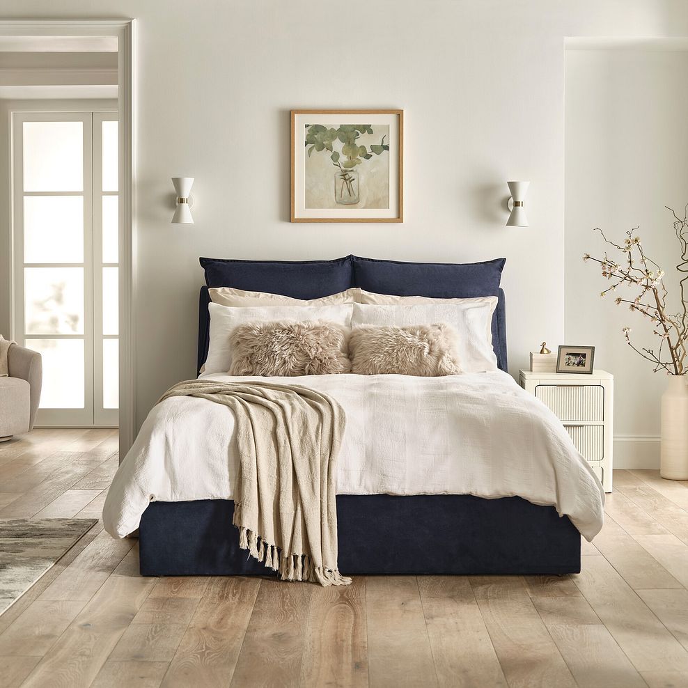 Wren King-Size Ottoman Bed in Smooth Midnight Fabric 3