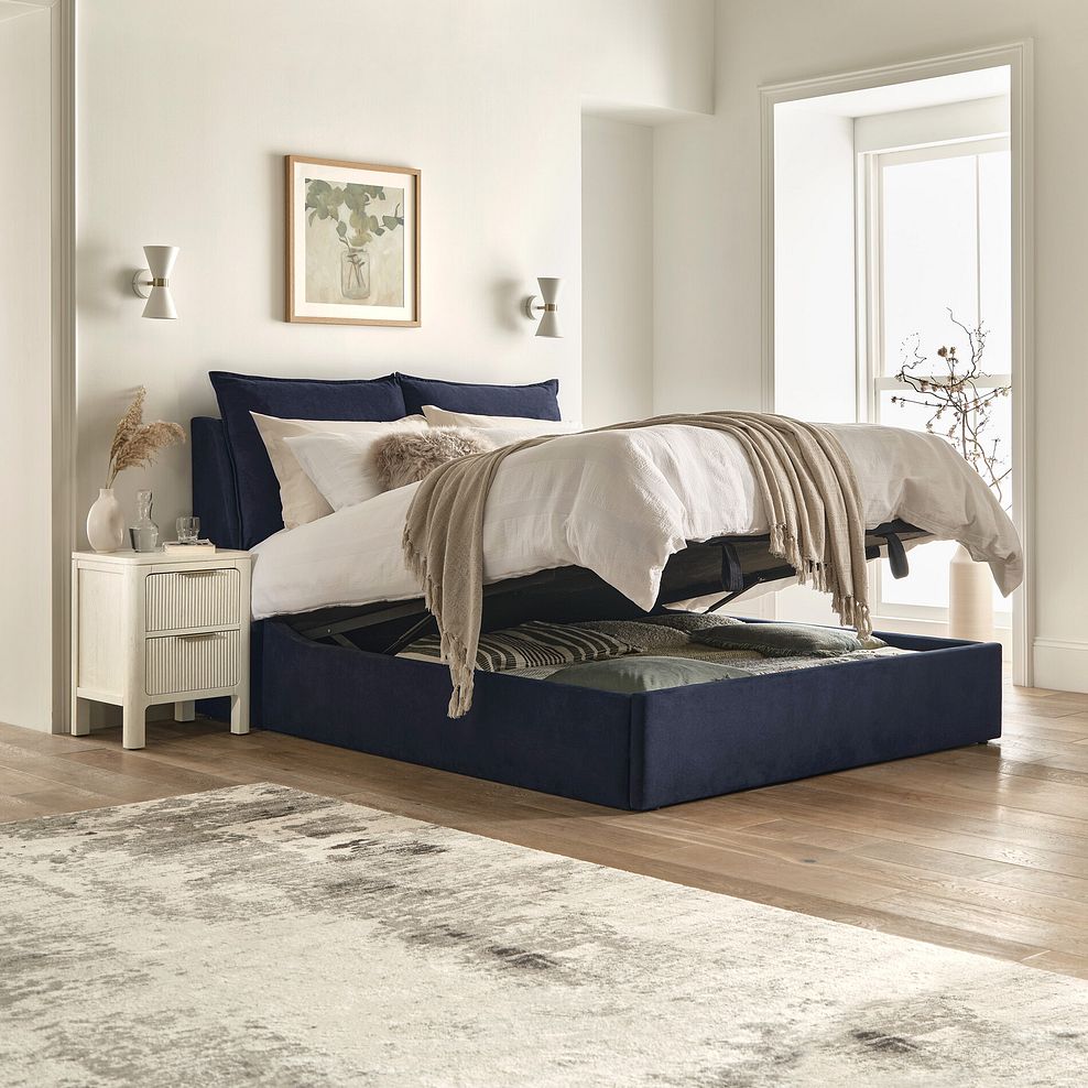 Wren King-Size Ottoman Bed in Smooth Midnight Fabric 2